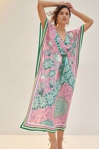 Anthropologie Seaside Caftan - pink/green